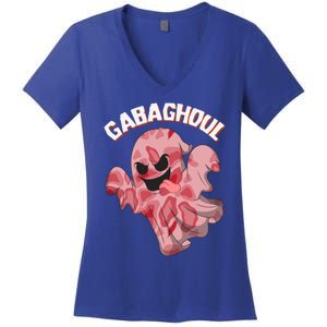 Gabaghoul Ghost Italian Ham Halloween Gabagool Parody Gift Women's V-Neck T-Shirt