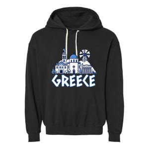 Greece Greek Island Vacation Souvenir Santorini Myconos Kos Garment-Dyed Fleece Hoodie