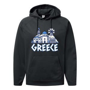 Greece Greek Island Vacation Souvenir Santorini Myconos Kos Performance Fleece Hoodie