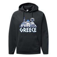 Greece Greek Island Vacation Souvenir Santorini Myconos Kos Performance Fleece Hoodie