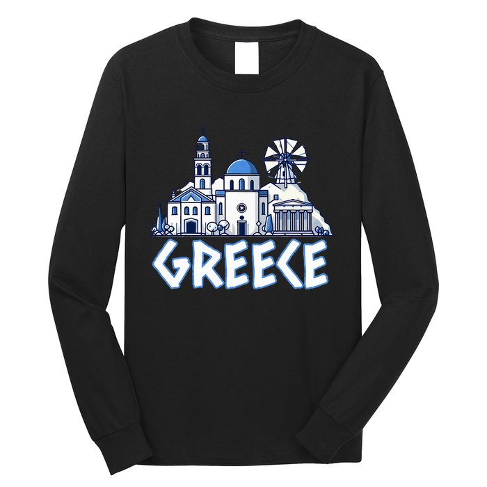 Greece Greek Island Vacation Souvenir Santorini Myconos Kos Long Sleeve Shirt