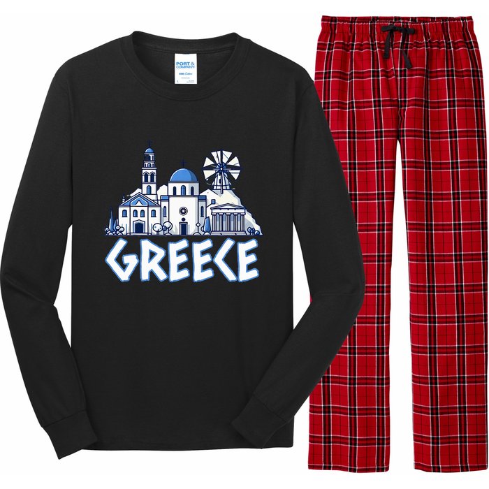 Greece Greek Island Vacation Souvenir Santorini Myconos Kos Long Sleeve Pajama Set