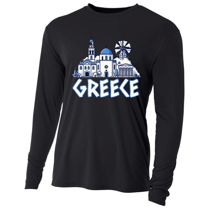 Greece Greek Island Vacation Souvenir Santorini Myconos Kos Cooling Performance Long Sleeve Crew