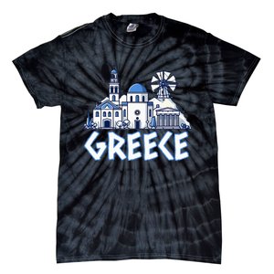 Greece Greek Island Vacation Souvenir Santorini Myconos Kos Tie-Dye T-Shirt