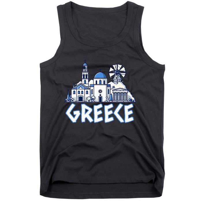 Greece Greek Island Vacation Souvenir Santorini Myconos Kos Tank Top