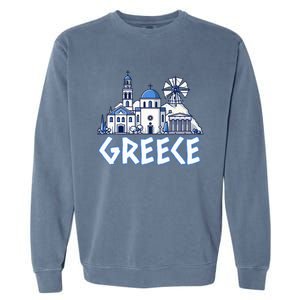 Greece Greek Island Vacation Souvenir Santorini Myconos Kos Garment-Dyed Sweatshirt