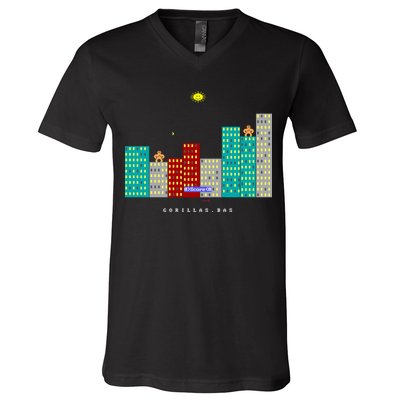 Gorillas.Bas Game In Qbasic Or Quickbasic Fanart V-Neck T-Shirt