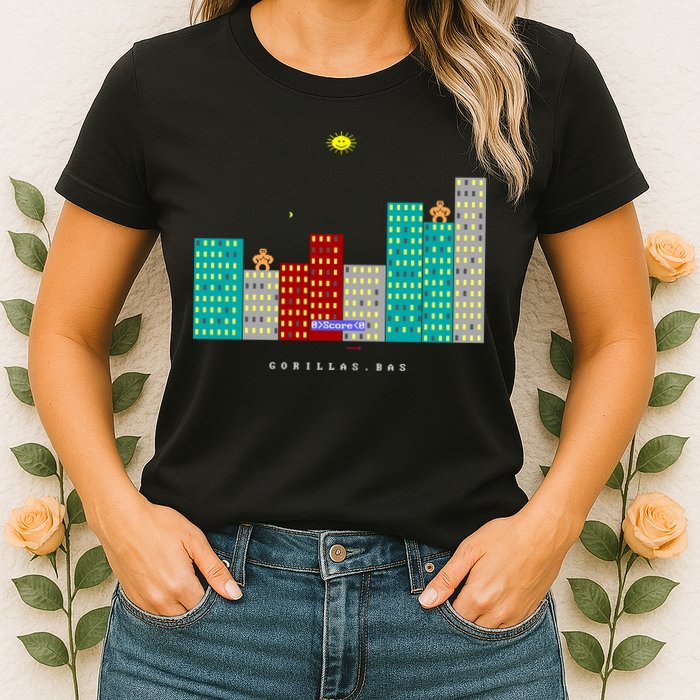 Gorillas.Bas Game In Qbasic Or Quickbasic Fanart Womens T-Shirt