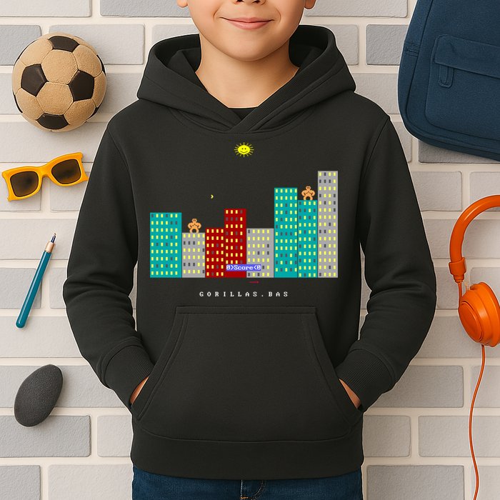Gorillas.Bas Game In Qbasic Or Quickbasic Fanart Kids Hoodie