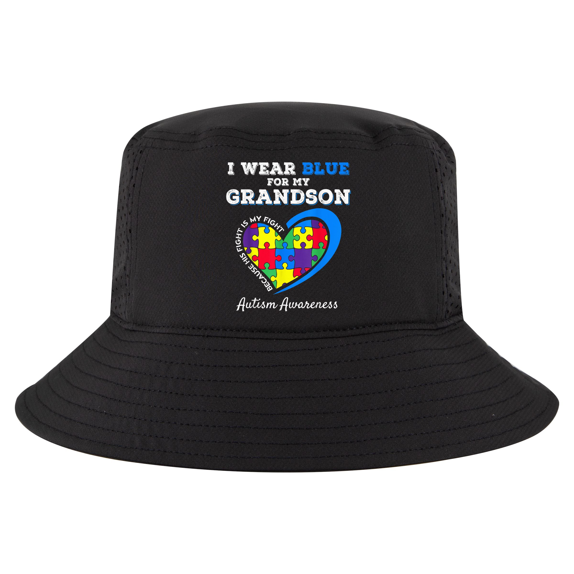 Grandma Grandpa I Wear Blue For My Grandson Autism Awareness Cool Comfort Performance Bucket Hat