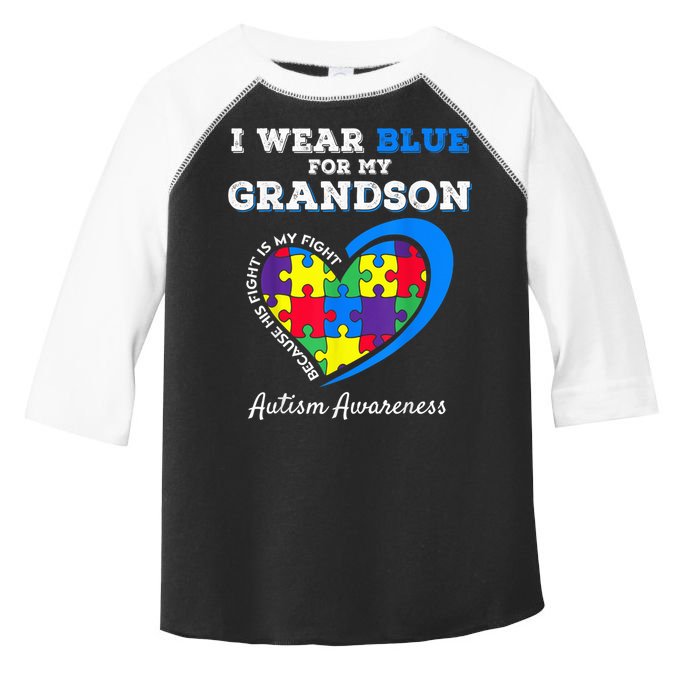 Grandma Grandpa I Wear Blue For My Grandson Autism Awareness Toddler Fine Jersey T-Shirt