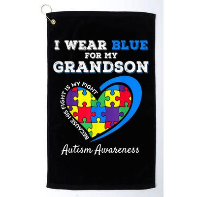 Grandma Grandpa I Wear Blue For My Grandson Autism Awareness Golf Towel