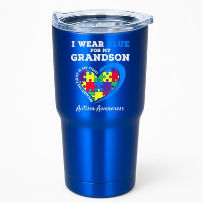 Grandma Grandpa I Wear Blue For My Grandson Autism Awareness Tumbler