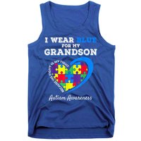 Grandma Grandpa I Wear Blue For My Grandson Autism Awareness Tank Top