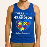 Grandma Grandpa I Wear Blue For My Grandson Autism Awareness Tank Top