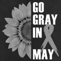 Go Gray In May Brain Cancer Awareness Grey Ribbon Sunflower 7 Panel Mesh Trucker Snapback Hat