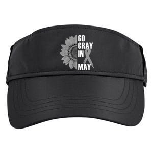 Go Gray In May Brain Cancer Awareness Grey Ribbon Sunflower Adult Drive Performance Visor