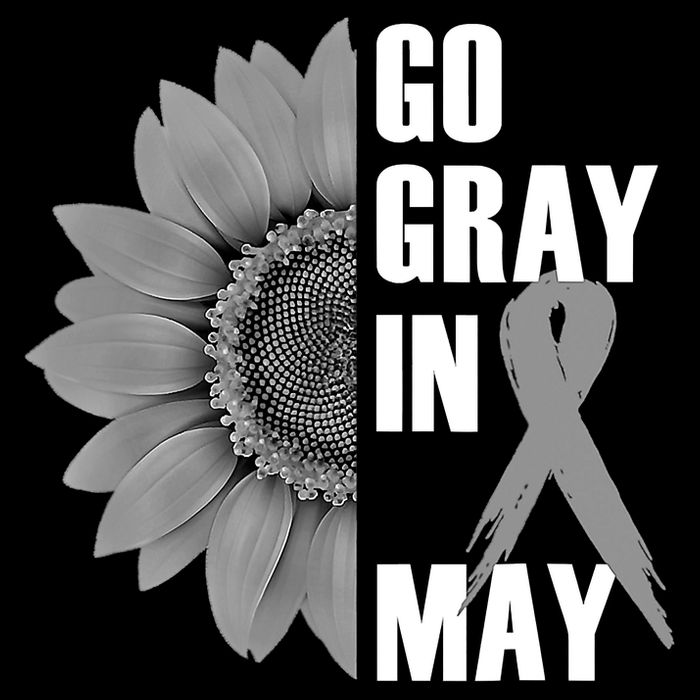 Go Gray In May Brain Cancer Awareness Grey Ribbon Sunflower Bucket Hat