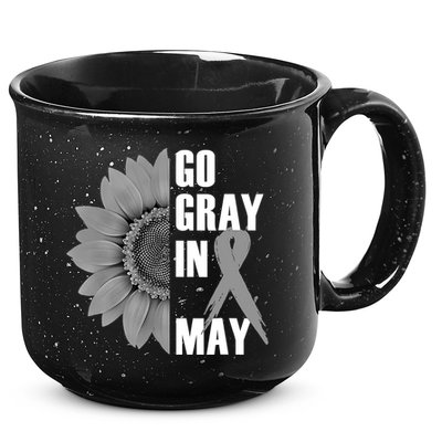 Go Gray In May Brain Cancer Awareness Grey Ribbon Sunflower 15oz Campfire Ceramic Mug