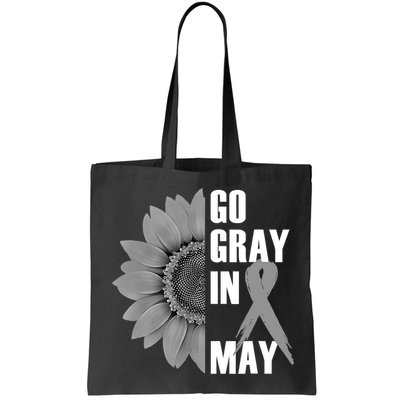 Go Gray In May Brain Cancer Awareness Grey Ribbon Sunflower Bag