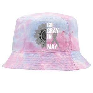 Go Gray In May Brain Cancer Awareness Grey Ribbon Sunflower Tie-Dyed Bucket Hat