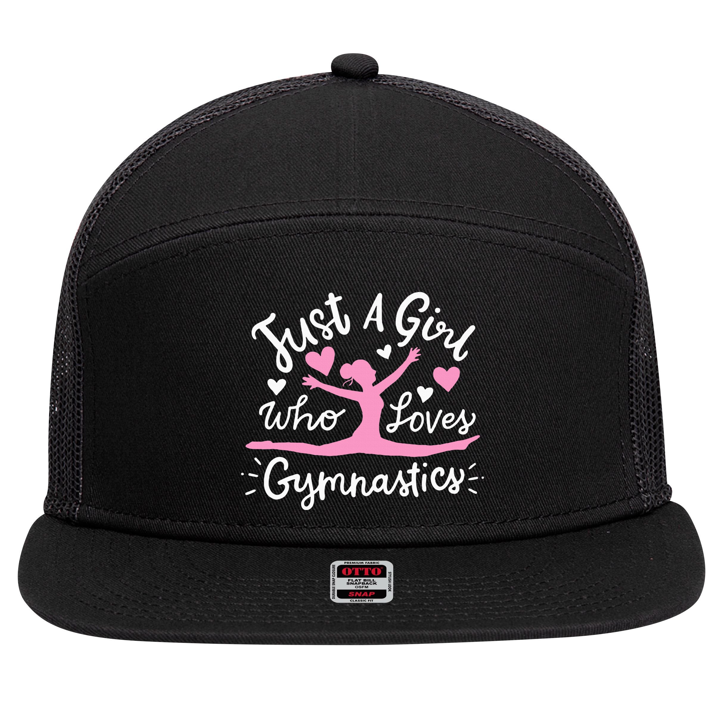Gymnastics Gymnast Just A Girl Who Loves Gymnastics 7 Panel Mesh Trucker Snapback Hat
