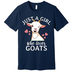 Goat Girl Just A Girl Who Loves Goats Farmer Goat Mom Premium T-Shirt