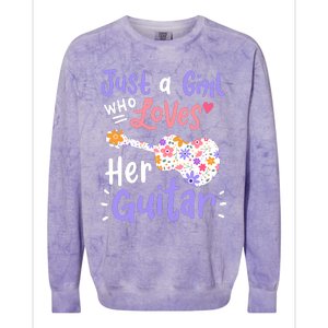 Guitar Guitarist Just A Girl Who Loves Her Guitar Gift Colorblast Crewneck Sweatshirt