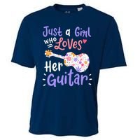 Guitar Guitarist Just A Girl Who Loves Her Guitar Gift Cooling Performance Crew T-Shirt