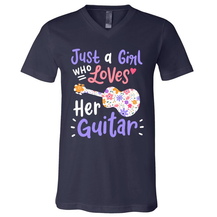 Guitar Guitarist Just A Girl Who Loves Her Guitar Gift V-Neck T-Shirt