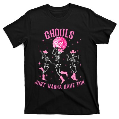 Girl Ghouls Just Wanna Have Fun Disco Party Dancing Skeleton T-Shirt