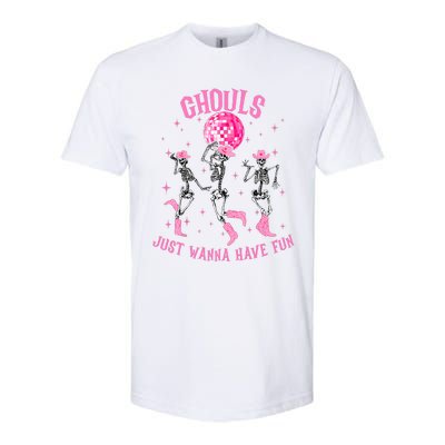 Girl Ghouls Just Wanna Have Fun Disco Party Dancing Skeleton Softstyle CVC T-Shirt