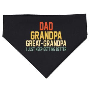 Great Grandpa Just Keep Getting Better Family Appreciation Graphic USA-Made Doggie Bandana