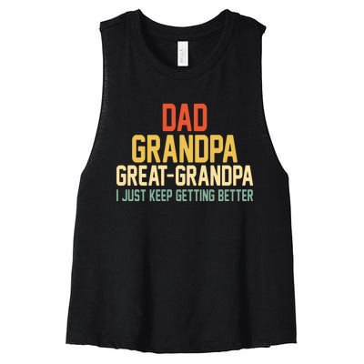 Great Grandpa Just Keep Getting Better Family Appreciation Graphic Women's Racerback Cropped Tank