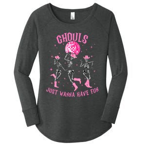 Girl Ghouls Just Wanna Have Fun Disco Party Dancing Skeleton Women's Perfect Tri Tunic Long Sleeve Shirt