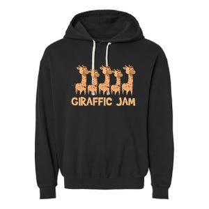 Giraffe Giraffic Jam Funny Pun Cute Garment-Dyed Fleece Hoodie