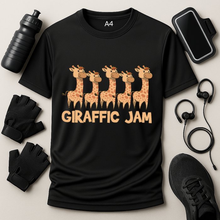 Giraffe Giraffic Jam Funny Pun Cute Cooling Performance Crew T-Shirt