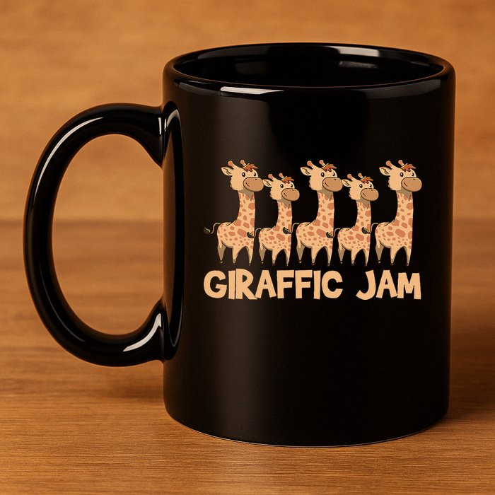 Giraffe Giraffic Jam Funny Pun Cute 11oz C Handle Ceramic Mug
