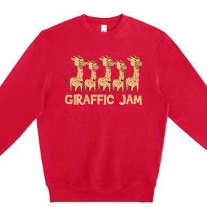 Giraffe Giraffic Jam Funny Pun Cute Premium Crewneck Sweatshirt