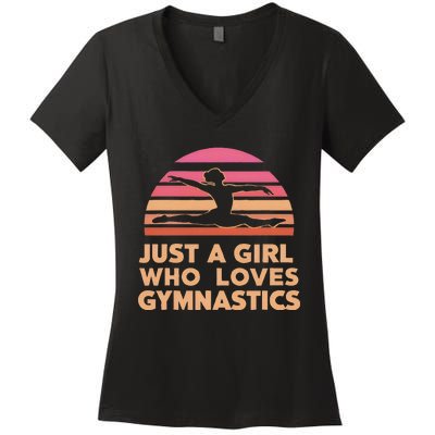 Gymnastics Gymnast Just A Who Loves Gymnastics Vintage Women's V-Neck T-Shirt