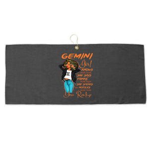 Gemini Girl Knows More Than She Says Large Microfiber Waffle Golf Towel