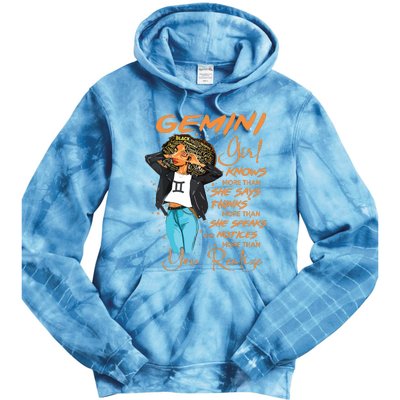 Gemini Girl Knows More Than She Says For Black Women Tie Dye Hoodie