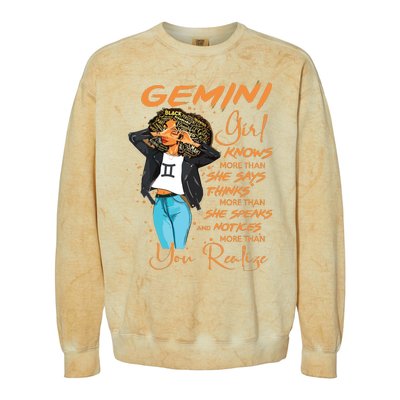 Gemini Girl Knows More Than She Says For Black Women Colorblast Crewneck Sweatshirt