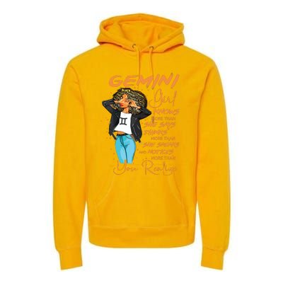 Gemini Girl Knows More Than She Says For Black Women Premium Hoodie