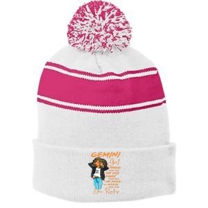 Gemini Girl Knows More Than She Says For Black Women Stripe Pom Pom Beanie