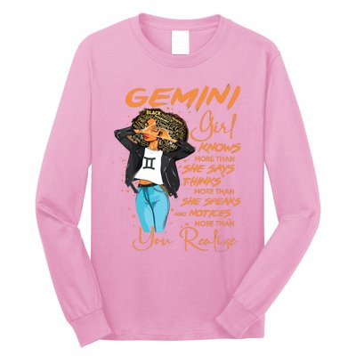 Gemini Girl Knows More Than She Says For Black Women Long Sleeve Shirt