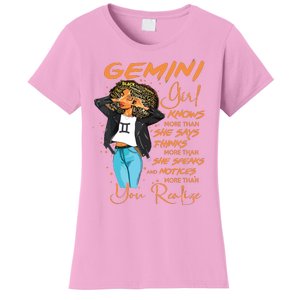 Gemini Girl Knows More Than She Says For Black Women Women's T-Shirt