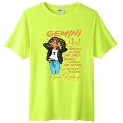 Gemini Girl Knows More Than She Says For Black Women Tall Fusion ChromaSoft Performance T-Shirt