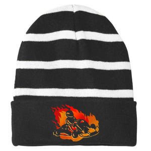 Gokart Go Karts Motorsports Kart Racing Striped Beanie with Solid Band