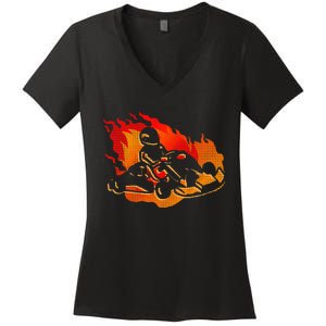 Gokart Go Karts Motorsports Kart Racing Women's V-Neck T-Shirt